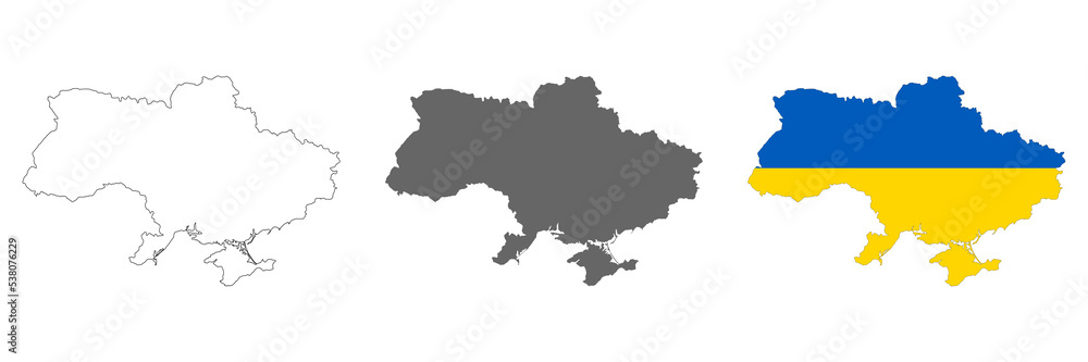 Highly detailed Ukraine map with borders isolated on background