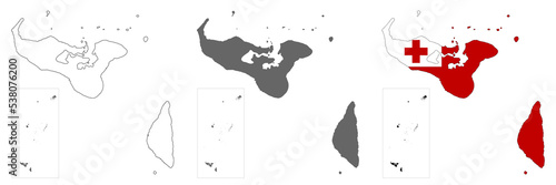 Highly detailed Tonga map with borders isolated on background