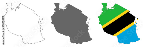 Highly detailed Tanzania map with borders isolated on background