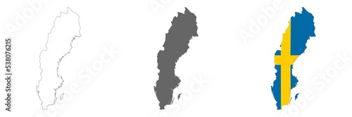 Highly detailed Sweden map with borders isolated on background