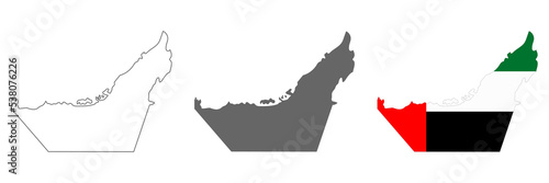 Highly detailed United Arab Emirates map with borders isolated on background