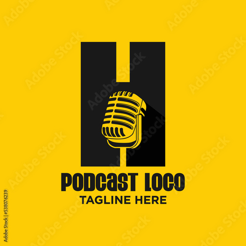 Letter H Podcast Logo Design Template Inspiration, Vector Illustration.