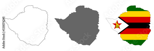 Highly detailed Zimbabwe map with borders isolated on background