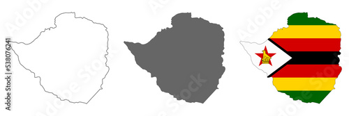 Vászonkép Highly detailed Zimbabwe map with borders isolated on background