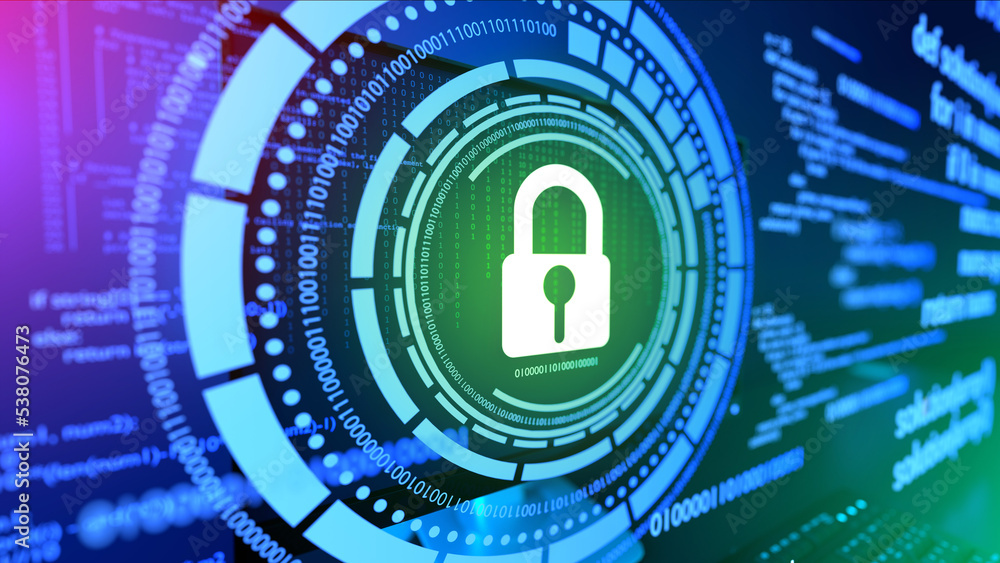 Obraz premium Digital data security and privacy concept. Personal or business information protection background. Cybercrime or network hacker attack.