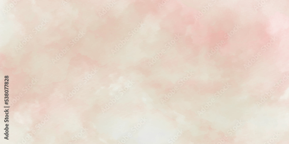 Light sky pink shades watercolor background. Aquarelle paint paper textured canvas for design with the sunlight passing, creating a miraculous abstract shape, vector illustrator.