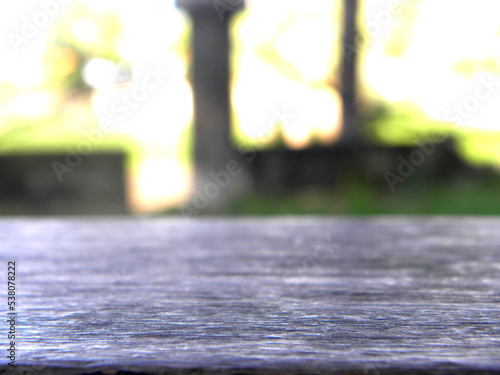 Selective focus empty wooden table or floor on blurred sweet pastel vintage bokeh background. photo