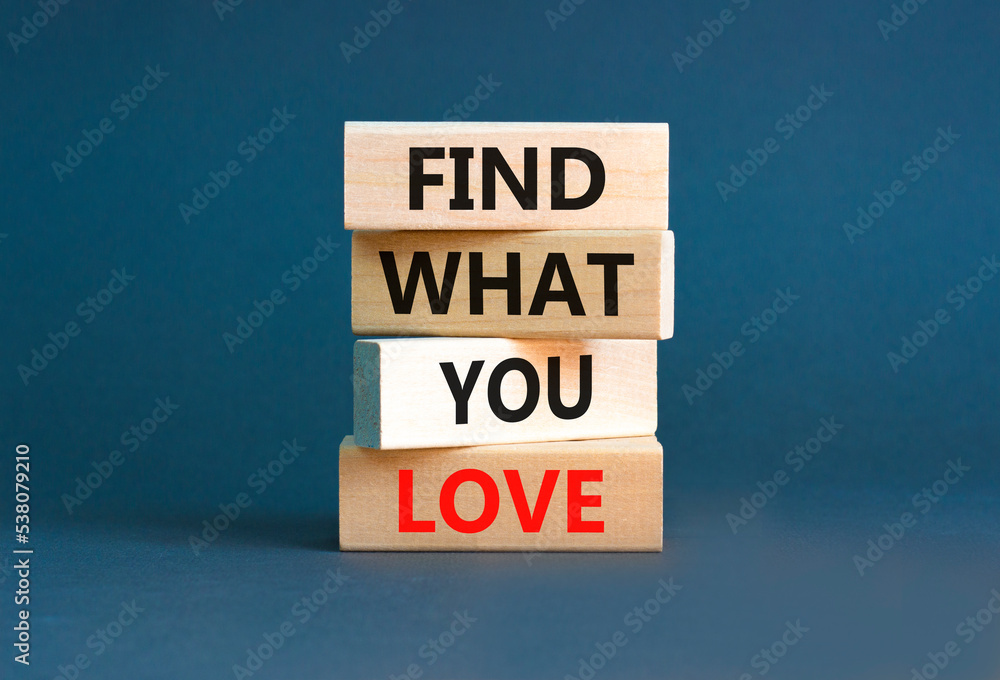 Find what you love symbol. Concept words Find what you love on wooden blocks. Beautiful grey table grey background. Business, psychological find what you love concept. Copy space. Find what you love symbol. Concept words Find what you love on wooden blocks. Beautiful grey table grey background. Business, psychological find what you love concept. Copy space.