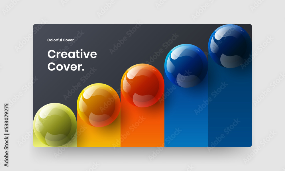 Colorful realistic balls corporate cover template. Premium company brochure vector design layout.