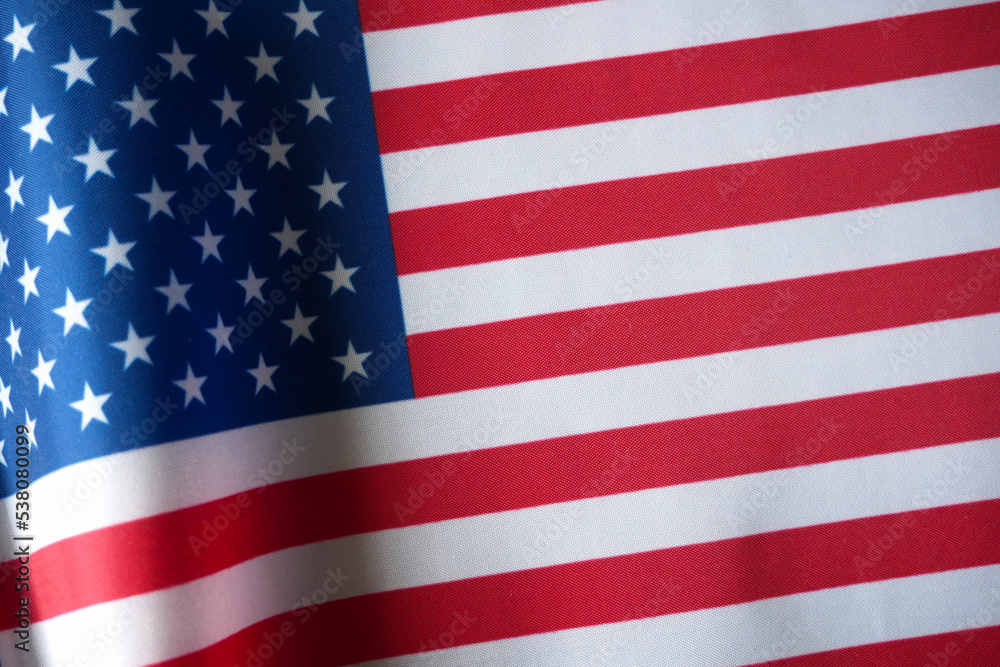 Fototapeta premium American Flag Wave CloseUp, United States Of America Flat Flags