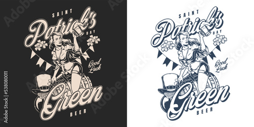 Saint Patrick flyer vintage monochrome