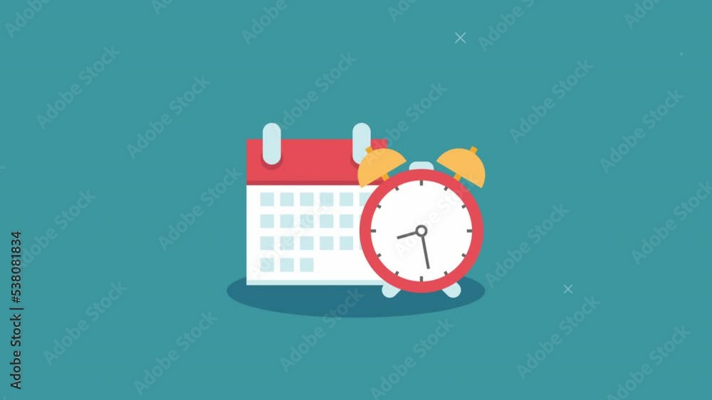 alarm clock and calendar icon animation.green screen.fade in and fade out. Flat icon alarm clock and calendar icon animation.green screen.fade in and fade out. Flat icon