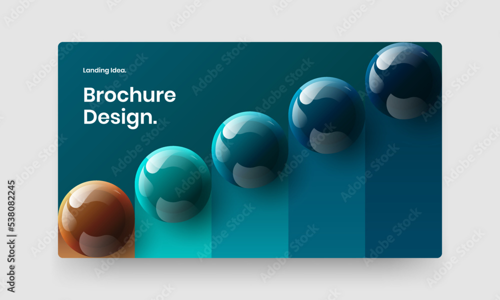 Multicolored realistic balls book cover layout. Original web banner vector design template.