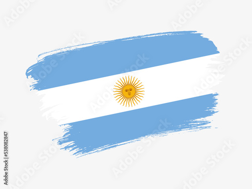 Argentina flag made in textured brush stroke. Patriotic country flag on white background