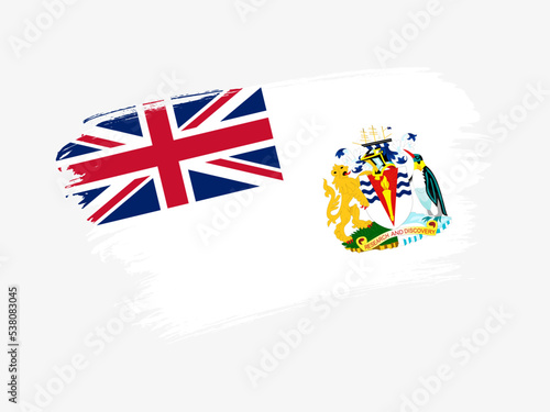 British Antarctic Territory flag made in textured brush stroke. Patriotic country flag on white background