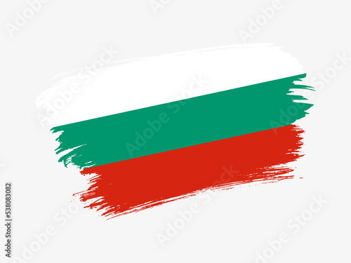 Bulgaria flag made in textured brush stroke. Patriotic country flag on white background