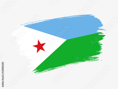Djibouti flag made in textured brush stroke. Patriotic country flag on white background