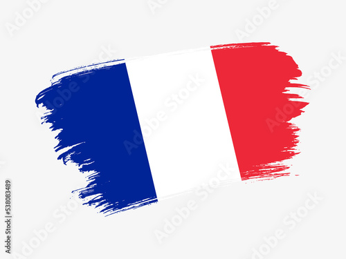 France flag made in textured brush stroke. Patriotic country flag on white background