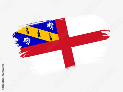 Herm flag made in textured brush stroke. Patriotic country flag on white background