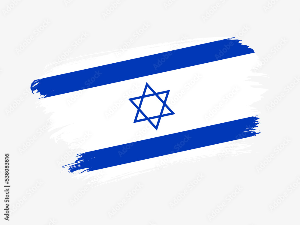 Israel flag made in textured brush stroke. Patriotic country flag on white background Israel flag made in textured brush stroke. Patriotic country flag on white background