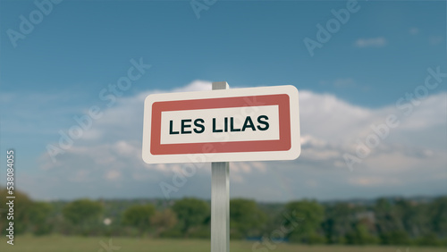 Panneau de la ville de Les Lilas . Entrée dans la municipalité. 
