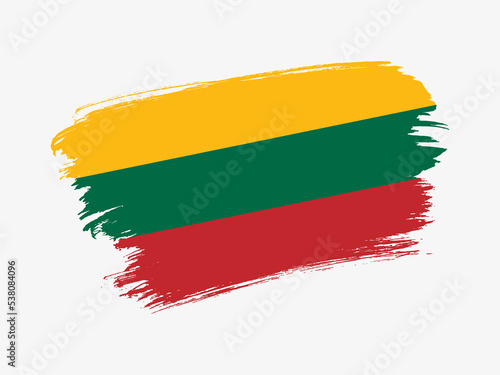 Lithuania flag made in textured brush stroke. Patriotic country flag on white background