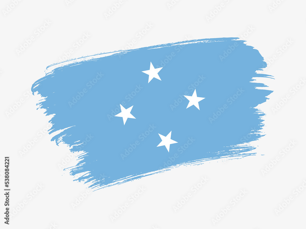 Micronesia flag made in textured brush stroke. Patriotic country flag on white background Micronesia flag made in textured brush stroke. Patriotic country flag on white background
