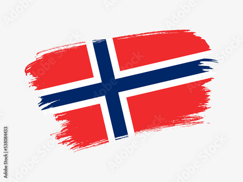 Norway flag made in textured brush stroke. Patriotic country flag on white background