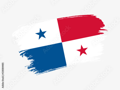 Panama flag made in textured brush stroke. Patriotic country flag on white background