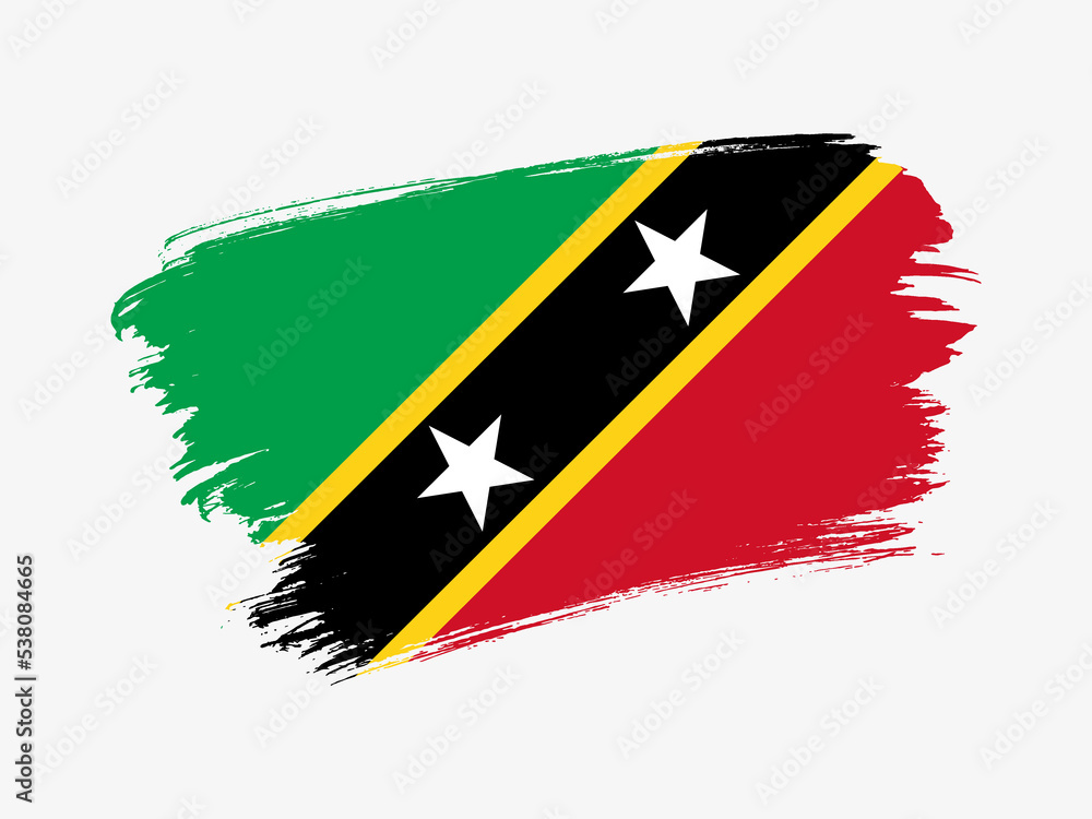 Saint Kitts and Nevis flag made in textured brush stroke. Patriotic country flag on white background Saint Kitts and Nevis flag made in textured brush stroke. Patriotic country flag on white background
