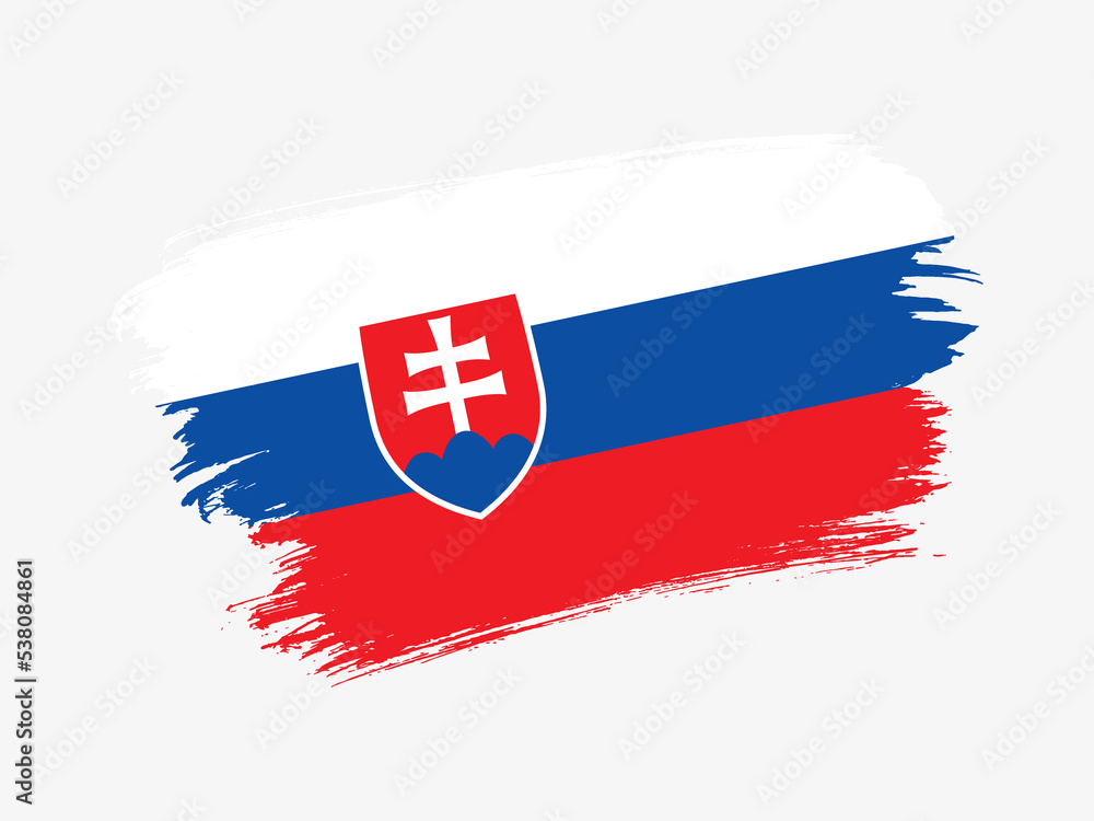 Slovakia flag made in textured brush stroke. Patriotic country flag on white background