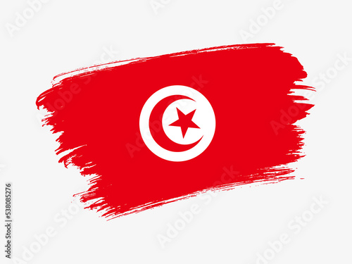 Tunisia flag made in textured brush stroke. Patriotic country flag on white background