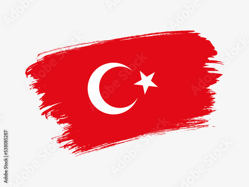 Turkey flag made in textured brush stroke. Patriotic country flag on white background