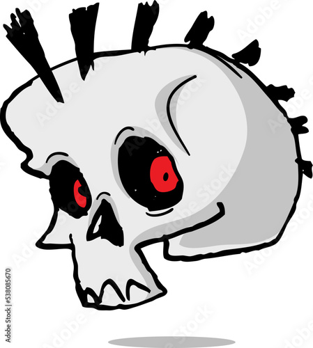 Grim reaper illustration. Cartoon  Halloween funny skull isolated on white background