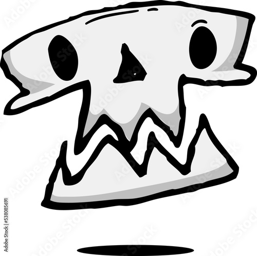 Grim reaper illustration. Cartoon  Halloween funny skull isolated on white background
