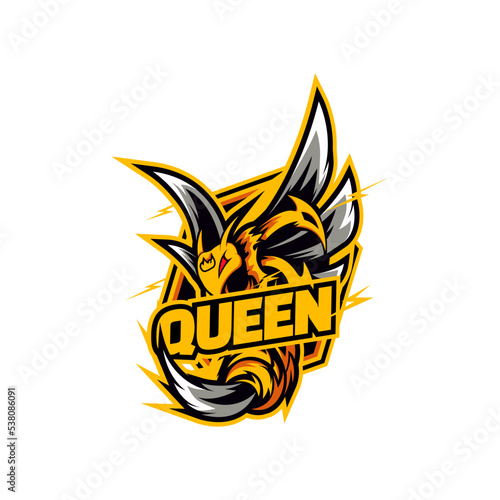Angry Queen Bee Gaming Logo Sport and E sport Team Mascot Logo with Modern Desaign IllustrationDesigns Concept for T-shirts, Tattoos, Stickers, Gaming Logos or Posters.