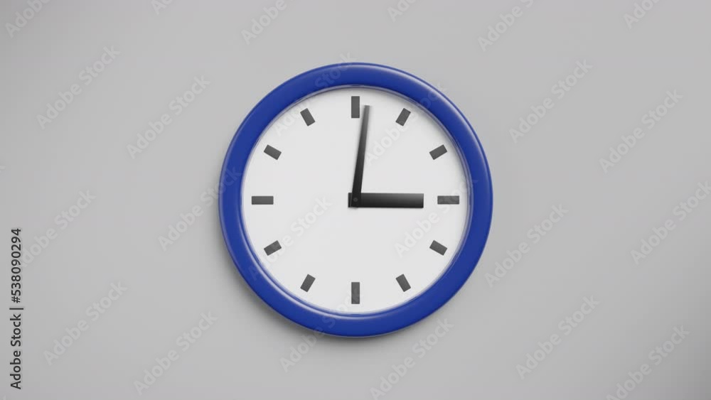 Simple clock on the gray wall. Time pass concept. Ready to loop. 4k 3d animation Simple clock on the gray wall. Time pass concept. Ready to loop. 4k 3d animation