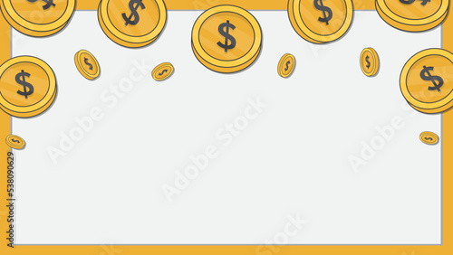 Money Background Design Template. Gold Coins Cartoon Vector Illustration. Business