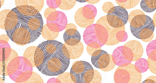Scribble circle shapes of lines seamless pattern graphic design