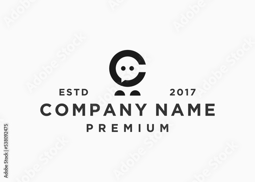 letter c chat robot logo design vector illustration template
