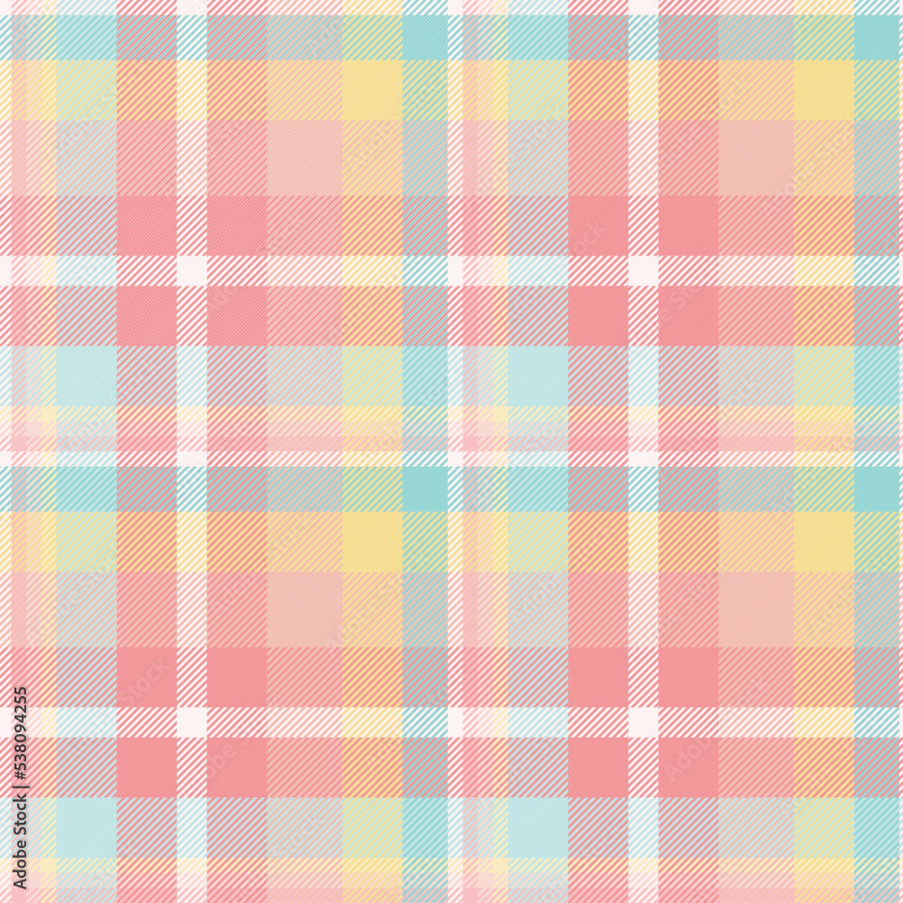 Seamless tartan plaid pattern Summer in Pink, Blue and Yellow Color. - obrazy, fototapety, plakaty 