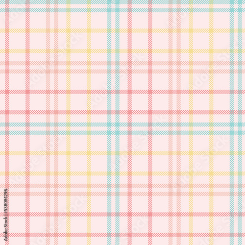 Seamless tartan plaid pattern Summer in Pink, Blue and Yellow Color.