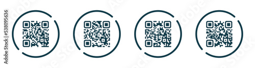 Scan QR code icon symbol sign. Digital scanning qr code template. QR code scan for smartphone. QR code for payment for mobile app, website, UI UX.