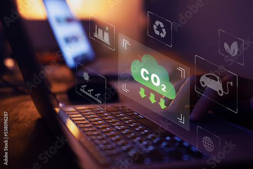 Tapet CO2 concept, reduce greenhouse gas emission, global warming
