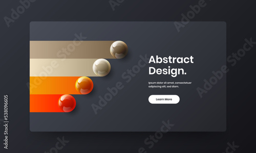 Creative 3D balls postcard illustration. Trendy website design vector template.