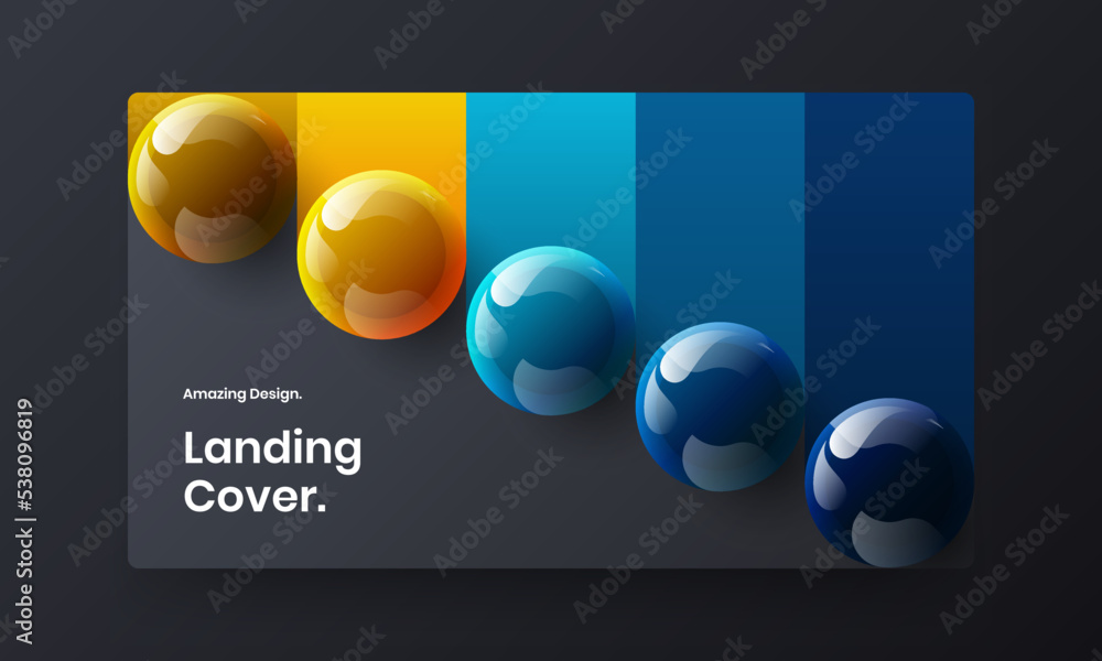 Multicolored realistic spheres company cover concept. Simple site design vector illustration.