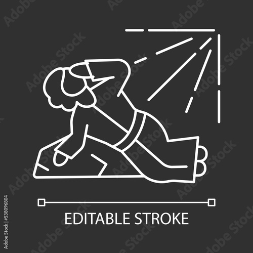 Apostle Saul conversion white linear icon for dark theme. Getting converted to Christians. Biblical story. Thin line illustration. Isolated symbol for night mode. Editable stroke. Arial font used