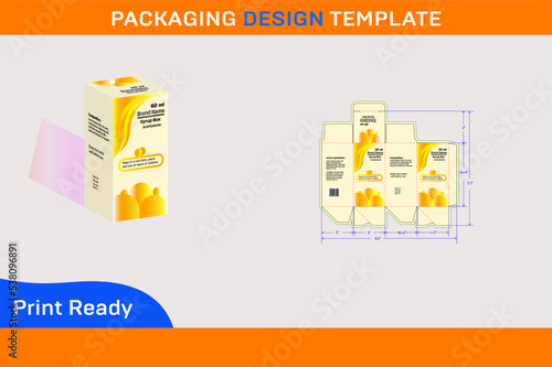 Syrup Box 60 ml packaging design template