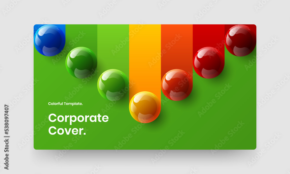 Colorful 3D balls placard template. Original company identity design vector layout.