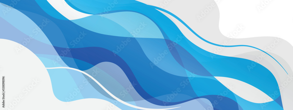 Fototapeta premium Blue & white abstract wave background for banner or poster. Vector design pattern template. page.